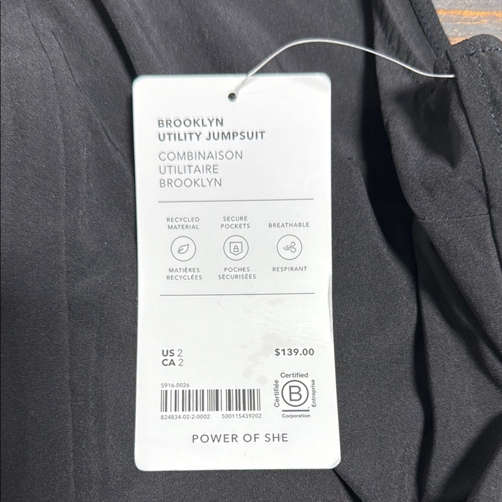 ATHLETA BROOKLYN UTILITY JUMPSUIT BLACK - 2 - Picture 4 of 5